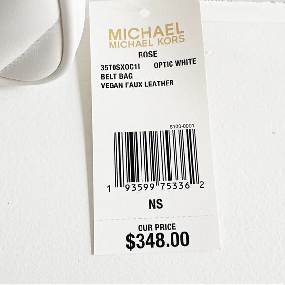 MK Rose Optic White Convertible Quilted Belt Bag - Picture 7 of 13